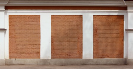Red brick wall and white lines texture backgroundの写真素材