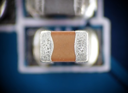 capacitor macro smd pcb solder electronic circuitの写真素材