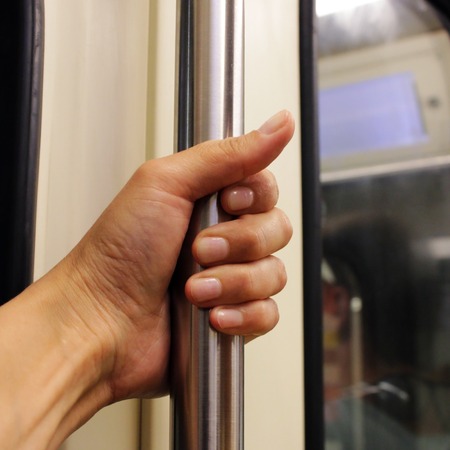 rail in the carriage train on the Moscow Metro summer 2016の写真素材