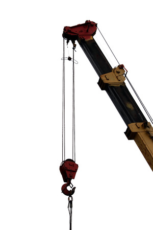 Isolated elements of crane: hook, loop chain connecting partsの写真素材