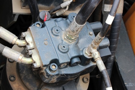 the internal structure of the hydraulic system of the bulldozer.の写真素材