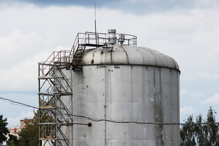 metal tower with flammable fuelの写真素材