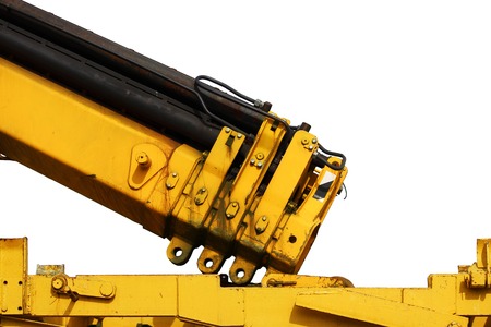 The device of a yellow loader on the railway. Hydraulic system.の写真素材