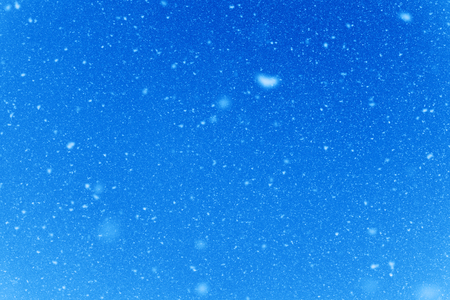 Falling snow flakes during the snowfall from the skyの写真素材