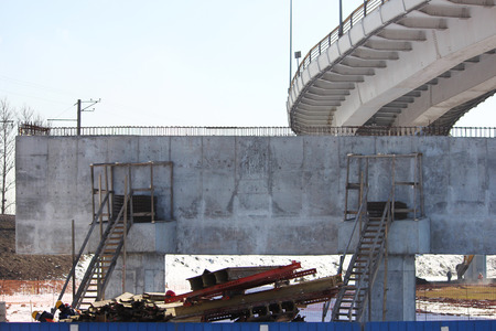 Large ring highway from metalware, bottom view. Part of the road is in the process of constructionの写真素材