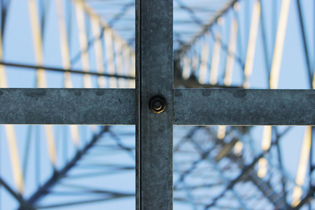 Large tower of metal structures against the blue sky. Metal constructionの写真素材