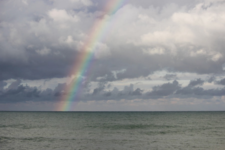 A rainbow going down on the Black Seaの写真素材