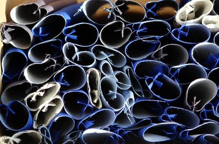 Multicolored blanks for making tie butterflies are in the boxの写真素材