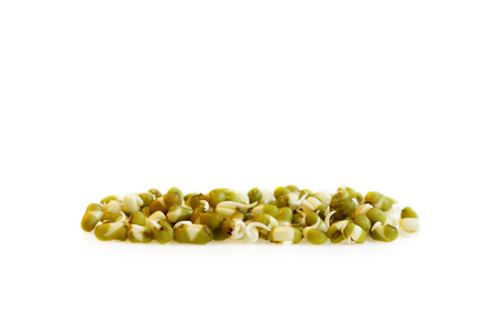 fresh green peas Vigna radiata with sprouts on a white backgroundの写真素材