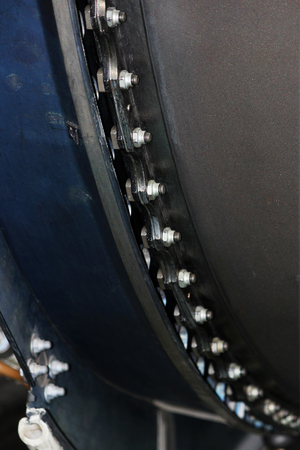 the internal structure of the aircraft engine, army aviation, military aircraft and aerospace industry. aircraft steel and boltsの写真素材