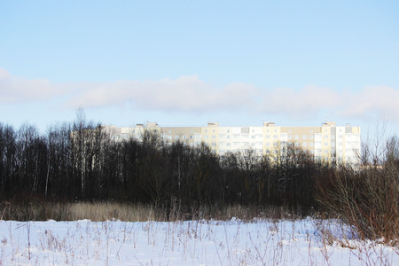 The city's offensive on nature. The forest area is gradually built up by urban houses.の写真素材