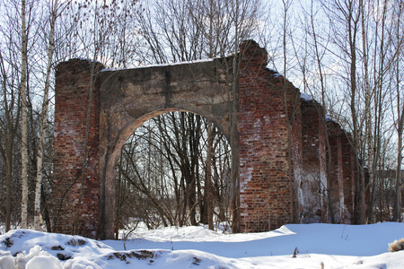old brick ruins that remained from the historic house.の写真素材