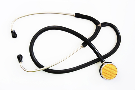 old veterinary stethophonendoscope on a white background.の写真素材