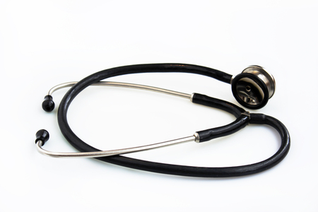 old veterinary stethophonendoscope on a white background.の写真素材