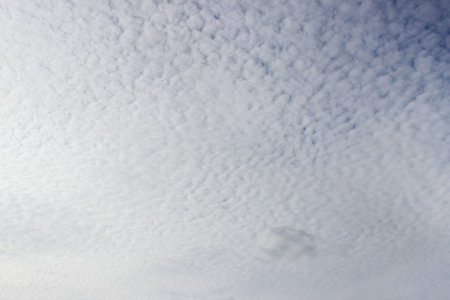 Light white cirrus clouds covering the large surface of the sky.