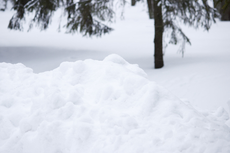 Winter landscape after snowfall and snowdrifts. snow removal in Gatchina Park.の写真素材