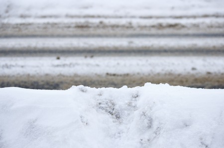 problem after snowfall - snow on the city road, snow porridge.の写真素材