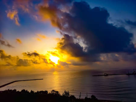 Sunset on the seaの写真素材