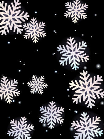 Vector Seamless White Snowflakes Pattern on Black Background.の写真素材
