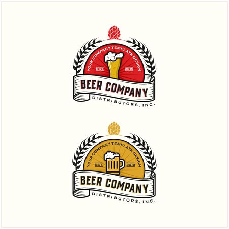 vintage beer company  template illustration  premium qualityのイラスト素材