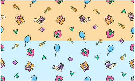 gift pattern seamless outline style set background premium quality