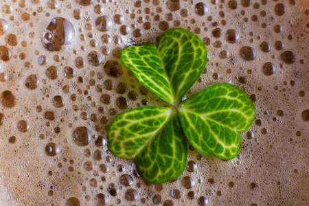 colorful green shamrock floating on top of an irish beer