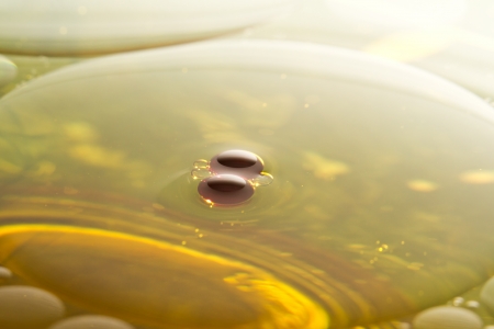 abstract background using food coloring and oil in a glass bowl with waterの写真素材