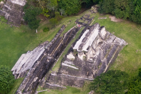 Aerial view of Xunantunich, Mara Ruins in the jungle of Belizeの写真素材