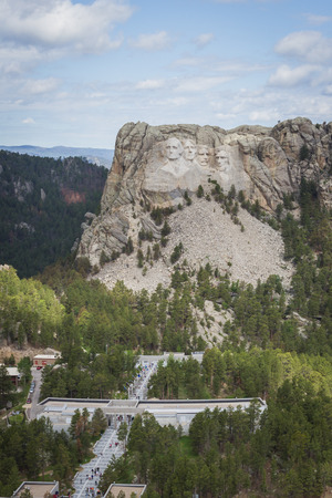 aerial view of Mount Rushmore on a cloudy spring morningのeditorial素材