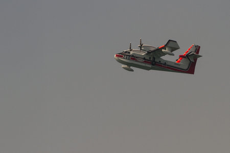 Lost Creek Lake, Oregon  - September 7 : Supperscooper plane after scoping water out of Lost Creek...