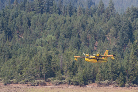 Lost Creek Lake, Oregon  - September 7 : Supperscooper plane after scoping water out of Lost Creek...