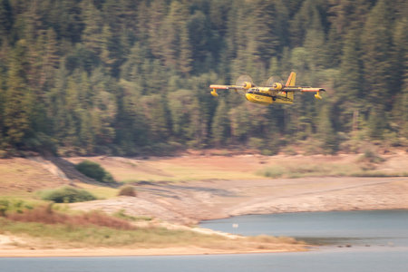 Lost Creek Lake, Oregon  - September 7 : Supperscooper plane after scoping water out of Lost Creek...