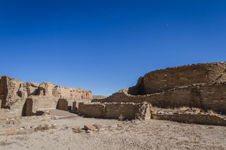 remains of ancient construction in the dessert of New Mexico, Chaco Canonの写真素材