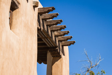 close up of a home in the American South west with a beautiful stucco finishの写真素材