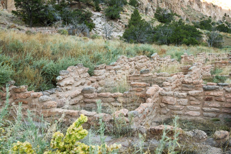 ancient ruins in Bandelier National Monument, New Mexico, remnants of an old civilizationの写真素材