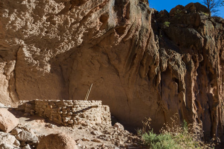 ancient ruins in Bandelier National Monument, New Mexico, remnants of an old civilizationの写真素材