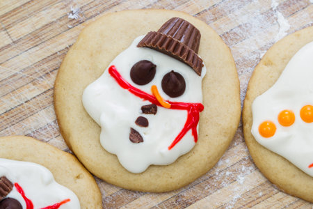 holiday cookies with a melted snowman for a fun seasonal concept