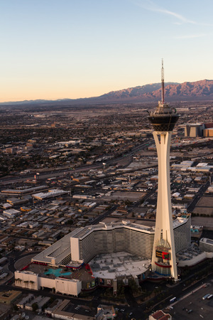 Las Vegas Nevada - December 14 : Aerial view of the famous Las Vegas north side with the Stratosphere in the frame, December 14 2014 in Las Vegas, Nevadaのeditorial素材