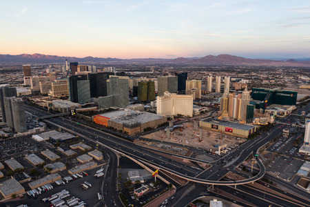 Las Vegas Nevada - December 14 : Aerial view of the famous Las Vegas Strip, December 14 2014 in Las Vegas, Nevadaのeditorial素材
