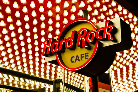 Las Vegas Nevada - December 18 : close up of the Hard Rock Cafe sign on the strip, December 18 2014 in Las Vegas, Nevadaのeditorial素材