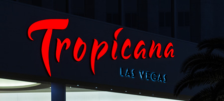 Las Vegas Nevada - December 18 : close up of the glowing tropicana sign at night, December 18 2014 in Las Vegas, Nevadaのeditorial素材