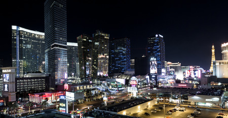 Las Vegas Nevada - December 18 : Architecture and lights of the Aria resort and casino viewed at night, December 18 2014 in Las Vegas, Nevadaのeditorial素材