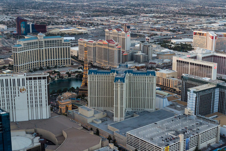 Las Vegas Nevada - December 14 : Aerial view of the famous Las Vegas Strip, December 14 2014 in Las Vegas, Nevadaのeditorial素材