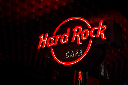 Las Vegas Nevada - December 18 : close up of the Hard Rock Cafe sign on the strip, December 18 2014 in Las Vegas, Nevadaのeditorial素材