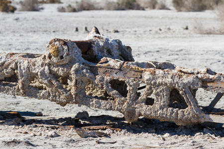 old piece of heavy machinery left to decay in Bombay Beach, Salton sea - California.の写真素材