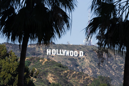 Hollywood, California - February 08 :View of the Hollywood sign from the Hollywood and Highland Center, February 08 2015 in  Hollywood, California.のeditorial素材