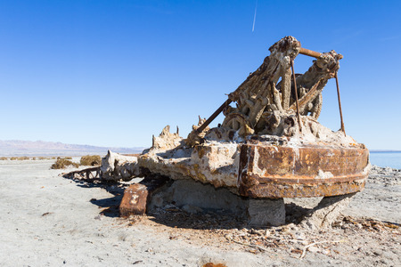 old piece of heavy machinery left to decay in Bombay Beach, Salton sea - California.の写真素材