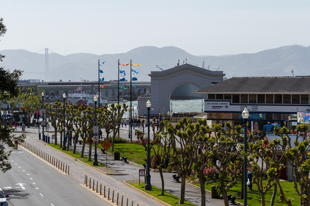 San Francisco, California - May 11 : View of the famous Pier 39 from an elevated platform, May 11 2015 San Francisco, California.のeditorial素材