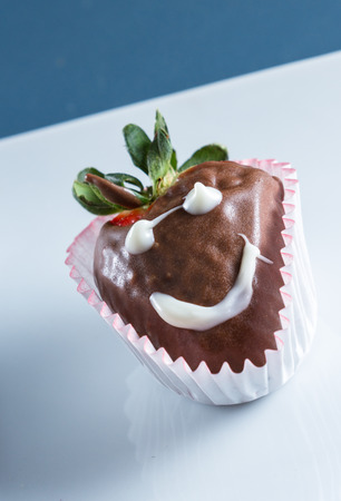 delicious chocolate covered strawberries made at home using organic ingredientsの写真素材