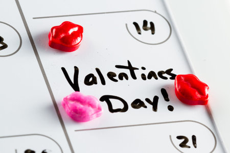 Day planner or calendar with Valentines day marked written on it
